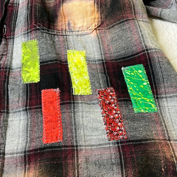 ⭐️Adorned Crown Textile altered custom flannel the soul felt it’s worth shirt - Picture 8 of 12